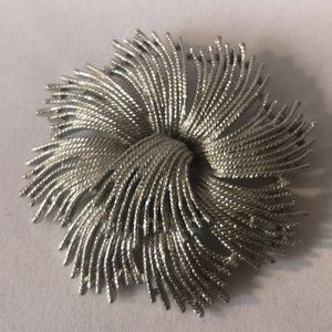 Significant Vintage Round Textured Silver-toned Brooch Stamped Celebrity NY